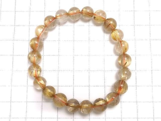[Video][One of a kind] Rutilated Quartz AAA Round 8.5mm Bracelet NO.113