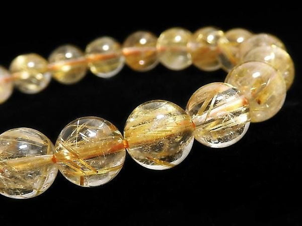 [Video][One of a kind] Rutilated Quartz AAA Round 9mm Bracelet NO.114