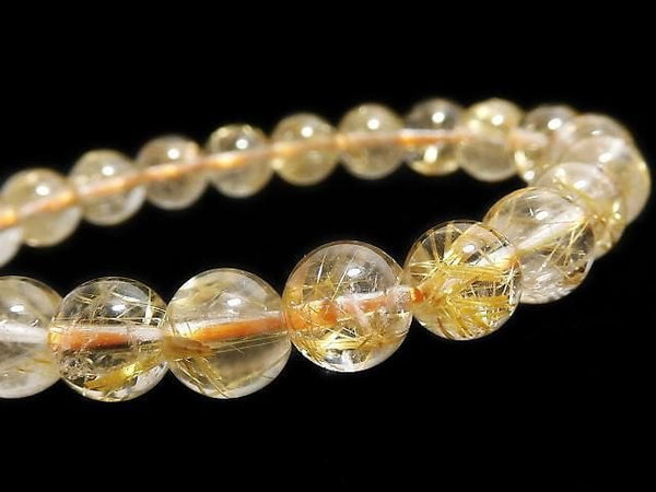 [Video][One of a kind] Rutilated Quartz AAA Round 8mm Bracelet NO.115