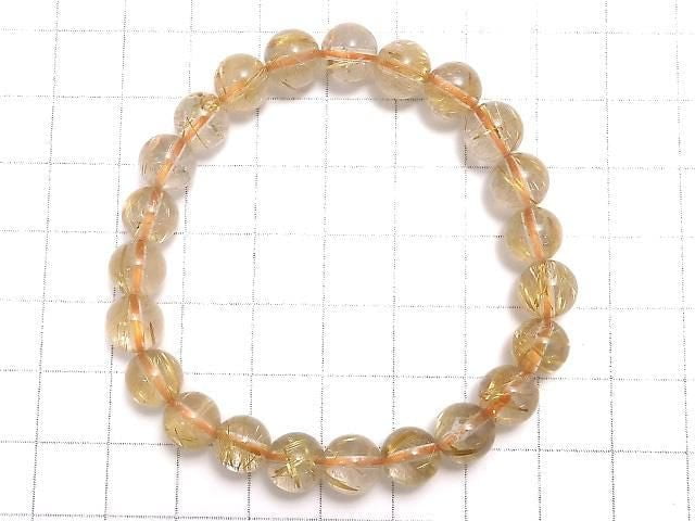 [Video][One of a kind] Rutilated Quartz AAA Round 8mm Bracelet NO.115