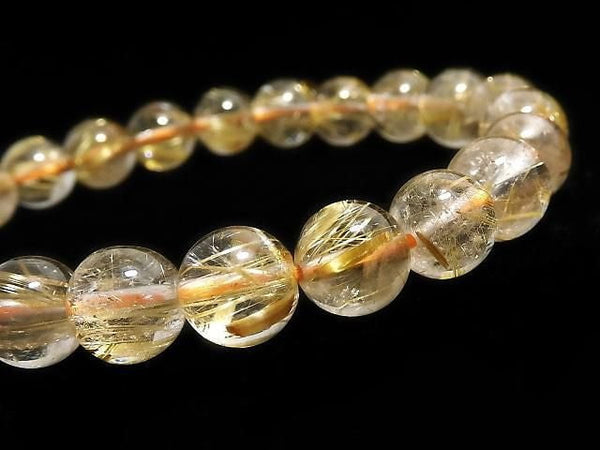 [Video][One of a kind] Rutilated Quartz AAA Round 8mm Bracelet NO.116