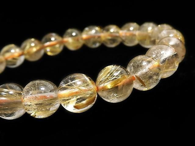 [Video][One of a kind] Rutilated Quartz AAA Round 8mm Bracelet NO.116