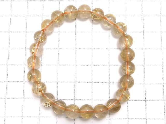 [Video][One of a kind] Rutilated Quartz AAA Round 8mm Bracelet NO.116