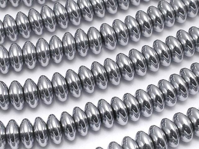 [Video] Hematite Rondelle 6x6x2.5mm Silver Coated 1strand Beads (approx. 15 inches/38 cm)