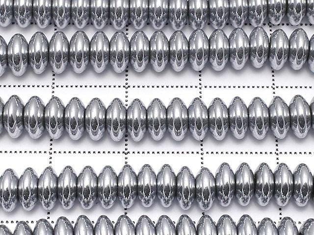 [Video] Hematite Rondelle 6x6x2.5mm Silver Coated 1strand Beads (approx. 15 inches/38 cm)