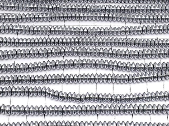 [Video] Hematite Rondelle 6x6x2.5mm Silver Coated 1strand Beads (approx. 15 inches/38 cm)
