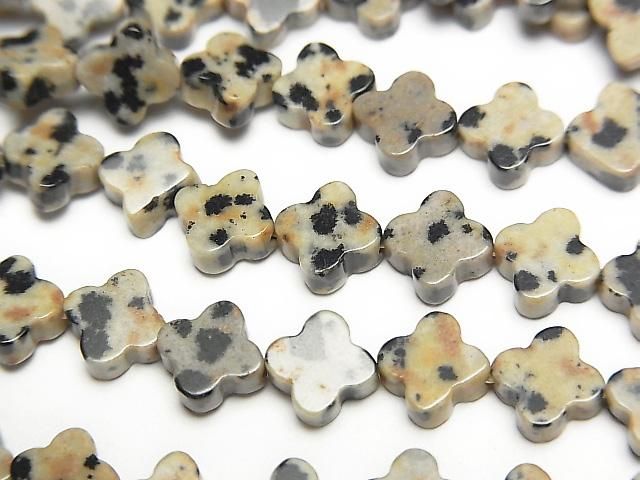 [Video] Dalmatian Jasper flower motif 6.5x6.5mm 1strand beads (aprx.15inch/36cm)