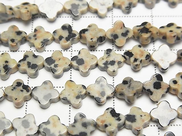 [Video] Dalmatian Jasper flower motif 6.5x6.5mm 1strand beads (aprx.15inch/36cm)