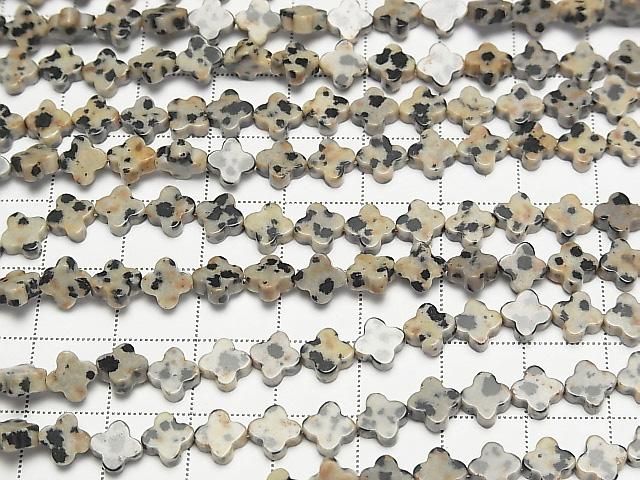 [Video] Dalmatian Jasper flower motif 6.5x6.5mm 1strand beads (aprx.15inch/36cm)