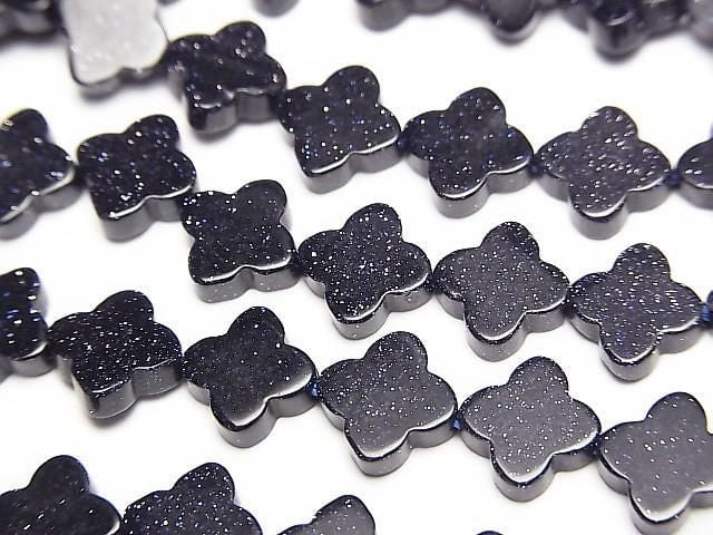 [Video] Blue Golden Sand Stone Flower Motif 7.5x7.5mm 1strand beads (approx. 14 inches/35 cm)