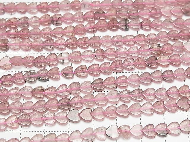 [Video] Pink Epidote AA Vertical Hole Heart 6x6mm 1strand beads (aprx.15inch/36cm)