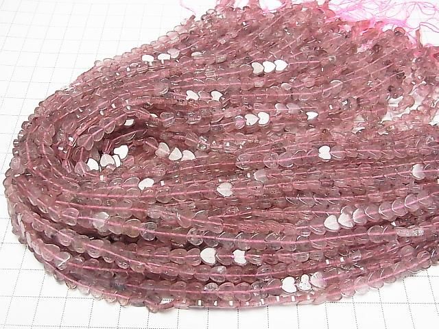 [Video] Pink Epidote AA Vertical Hole Heart 6x6mm 1strand beads (aprx.15inch/36cm)