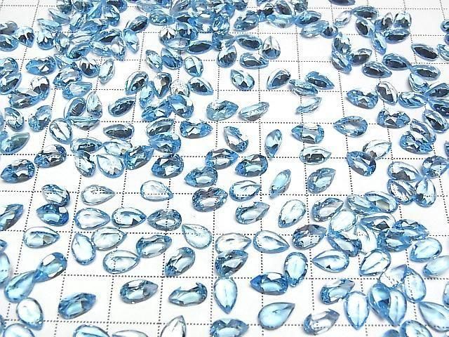 [Video] High Quality Swiss Blue Topaz AAA Loose Stone Pear Shape Faceted 8x5mm 2pcs