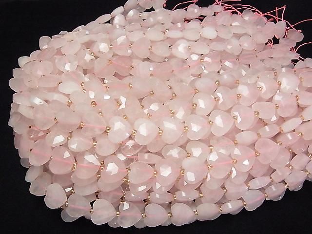 [Video]High Quality! Rose Quartz AA++ Vertical Hole Heart cut 13x14mm half or 1strand beads (aprx.15inch/36cm)