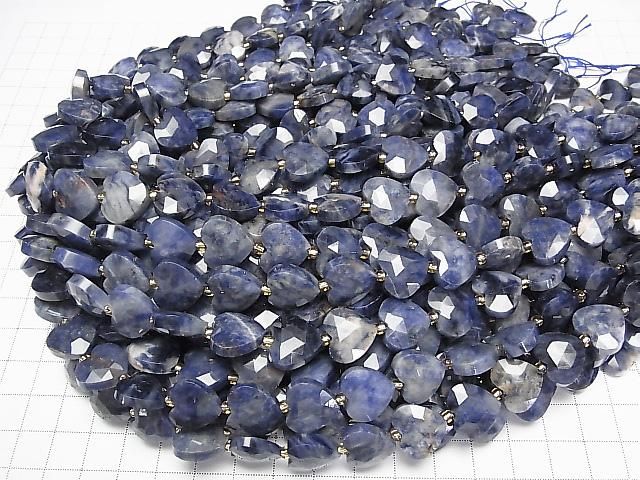 [Video]High Quality! Sodalite AA++ Vertical Hole Heart cut 13x14mm half or 1strand beads (aprx.15inch/36cm)
