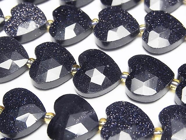 [Video]High Quality! Blue Golden Sand Stone Vertical Hole Heart cut 13x14mm half or 1strand beads (aprx.15inch/36cm)