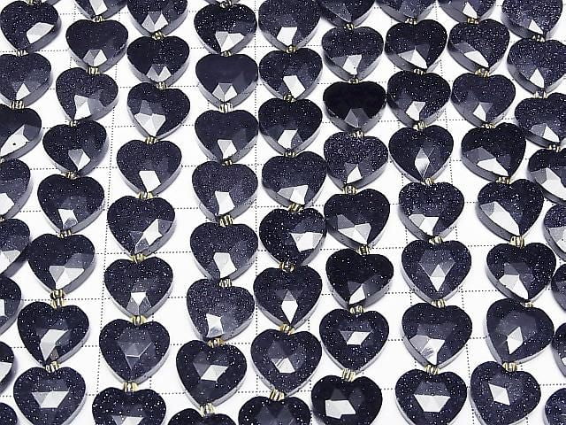 [Video]High Quality! Blue Golden Sand Stone Vertical Hole Heart cut 13x14mm half or 1strand beads (aprx.15inch/36cm)