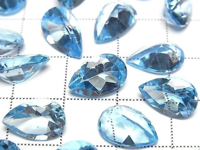 [Video] High Quality Swiss Blue Topaz AAA Loose Stone Pear Shape Faceted 12x8mm 1pc