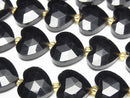 [Video] High Quality! Black Obsidian Vertical Hole Heart Cut 13x14mm half or 1strand Beads (approx. 15 inches/36 cm)