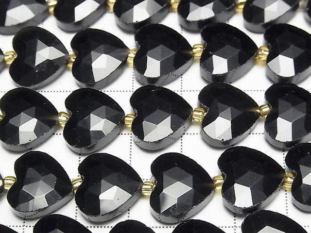 [Video] High Quality! Black Obsidian Vertical Hole Heart Cut 13x14mm half or 1strand Beads (approx. 15 inches/36 cm)