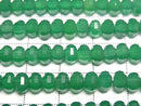 [Video] High Quality! Green Onyx AAA Mirror Faceted Button Rondelle 6x6x4mm 1strand beads (approx. 15 inches/36 cm)