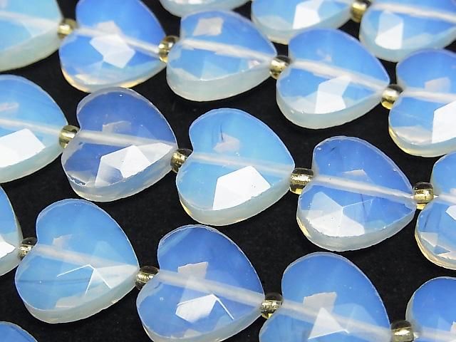 [Video] High Quality! Synthetic Opal Vertical Hole Heart Cut 13x14mm White half or 1strand Beads (approx. 15 inches/36 cm)