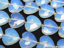 [Video] High Quality! Synthetic Opal Vertical Hole Heart Cut 13x14mm White half or 1strand Beads (approx. 15 inches/36 cm)