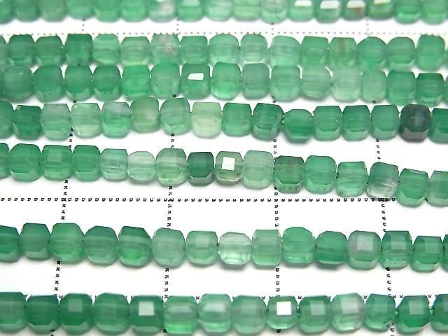 [Video] High Quality! Green Onyx AAA Cube Shape 3x3x3mm 1strand Beads (approx. 15 inches/36 cm)