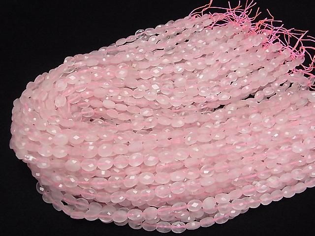 [Video]High Quality! Rose Quartz AA++ Faceted Oval 8x6mm 1strand beads (aprx.15inch/36cm)