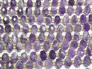 [Video]High Quality! Striped Amethyst Faceted Button Rondelle 10x10x6.5mm half or 1strand beads (aprx.15inch/37cm)