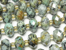 [Video]High Quality! African Turquoise Faceted Button Rondelle 10x10x6.5mm half or 1strand beads (aprx.15inch/37cm)
