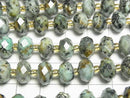 [Video]High Quality! African Turquoise Faceted Button Rondelle 10x10x6.5mm half or 1strand beads (aprx.15inch/37cm)