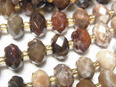 [Video]High Quality! Petrified Wood Faceted Button Rondelle 10x10x6.5mm half or 1strand beads (aprx.15inch/37cm)