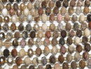 [Video]High Quality! Petrified Wood Faceted Button Rondelle 10x10x6.5mm half or 1strand beads (aprx.15inch/37cm)