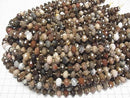 [Video]High Quality! Petrified Wood Faceted Button Rondelle 10x10x6.5mm half or 1strand beads (aprx.15inch/37cm)