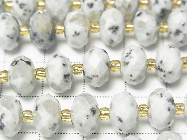 [Video] High Quality! Sesame Jasper Faceted Button Rondelle 10x10x6.5mm 1strand beads (approx. 15 inches/37 cm)
