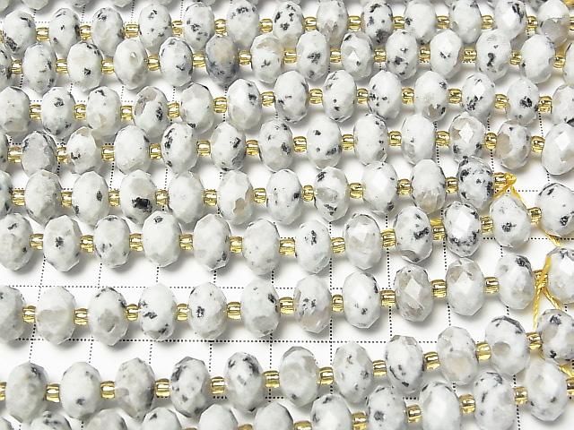 [Video] High Quality! Sesame Jasper Faceted Button Rondelle 10x10x6.5mm 1strand beads (approx. 15 inches/37 cm)