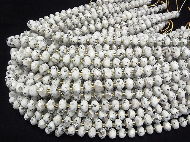 [Video] High Quality! Sesame Jasper Faceted Button Rondelle 10x10x6.5mm 1strand beads (approx. 15 inches/37 cm)