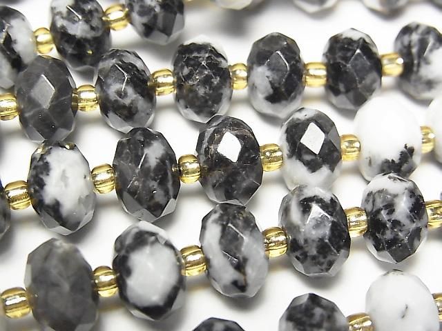 [Video] High Quality! Zebra Jasper Faceted Button Rondelle 9.5x9.5x6.5mm 1strand beads (approx. 15 inches/37 cm)