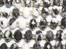 [Video] High Quality! Zebra Jasper Faceted Button Rondelle 9.5x9.5x6.5mm 1strand beads (approx. 15 inches/37 cm)
