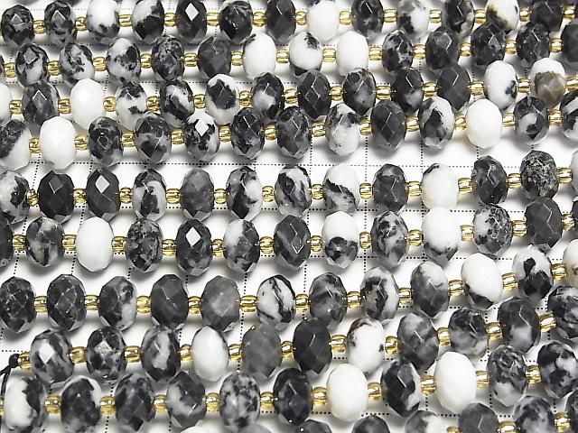 [Video] High Quality! Zebra Jasper Faceted Button Rondelle 9.5x9.5x6.5mm 1strand beads (approx. 15 inches/37 cm)