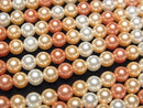[Video] Glass Pearl Round 4mm [Orange x Gold x White] 1 strand beads (approx. 15 inches/38 cm)