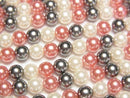[Video] Glass pearl Round 4mm [Red x Black x White] 1 strand beads (aprx.15inch/38cm)
