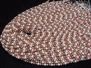 [Video] Glass pearl Round 4mm [Red x Black x White] 1 strand beads (aprx.15inch/38cm)