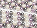 [Video] Glass pearl Round 4mm [Purple x Black x White] 1 strand beads (aprx.15inch/38cm)