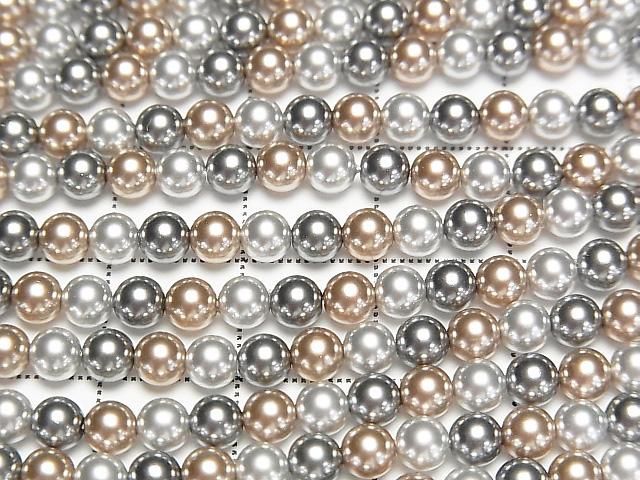[Video] Glass Pearl Round 4mm [Bronze x Black x Silver] 1 strand beads (approx. 15 inches/38 cm)