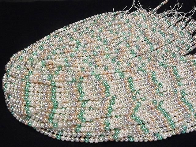 [Video] Glass Pearl Round 4mm [Mixed Color] 1 strand beads (approx. 15 inches/38 cm)