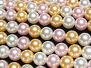 [Video] Glass Pearl Round 6mm [Pink x Gold x White] 1 strand beads (approx. 15 inches/37 cm)