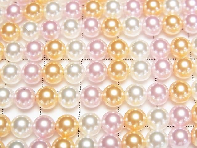 [Video] Glass Pearl Round 6mm [Pink x Gold x White] 1 strand beads (approx. 15 inches/37 cm)