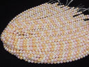 [Video] Glass Pearl Round 6mm [Pink x Gold x White] 1 strand beads (approx. 15 inches/37 cm)